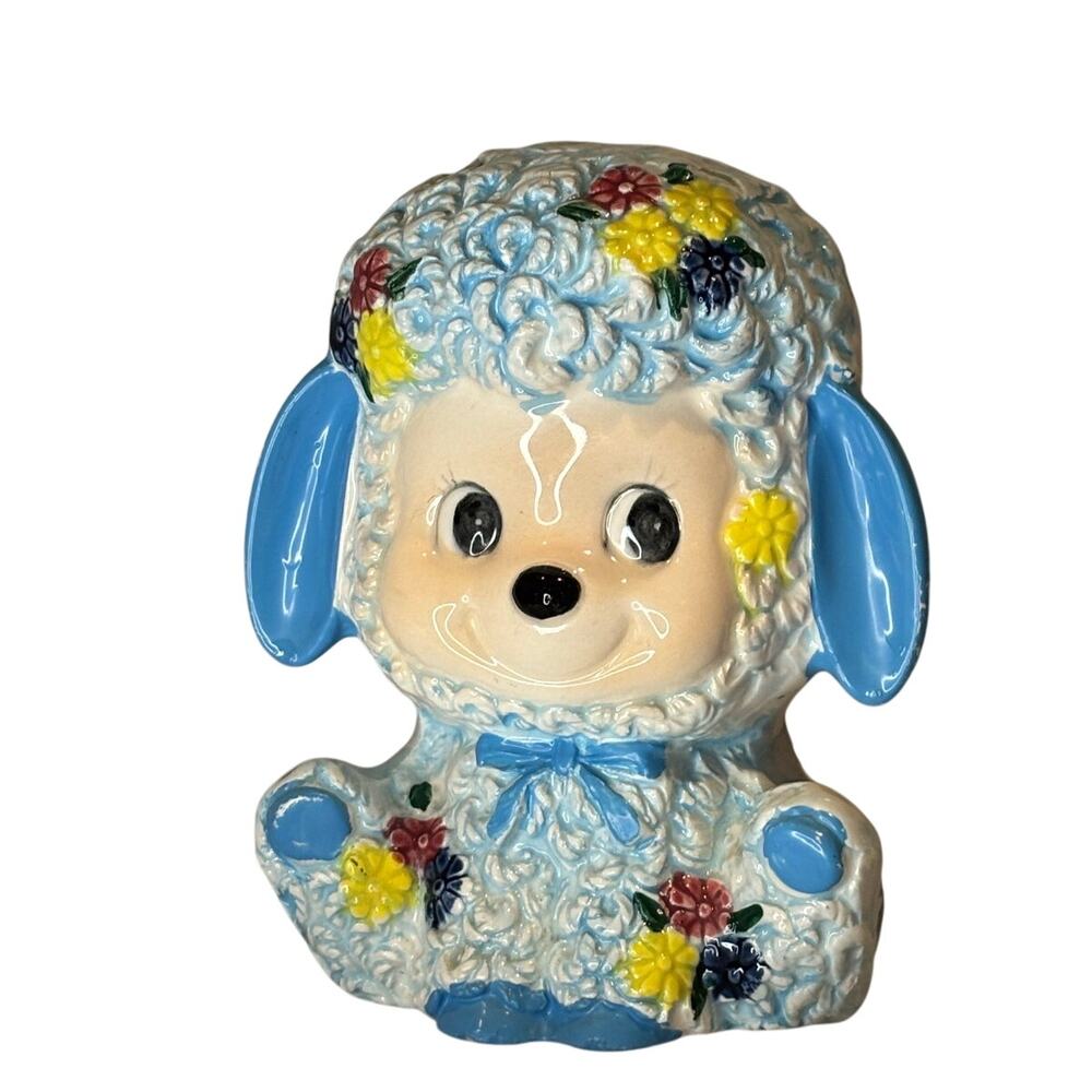 Vintage 1960's Napco Blue Lamb Ceramic Planter, EUC